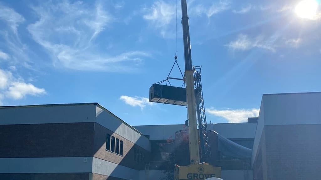 Mears Middle School construction crane